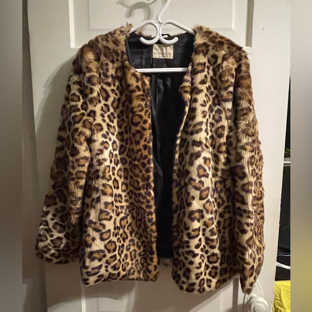 Zara Leopard Print Faux Fur Jacket